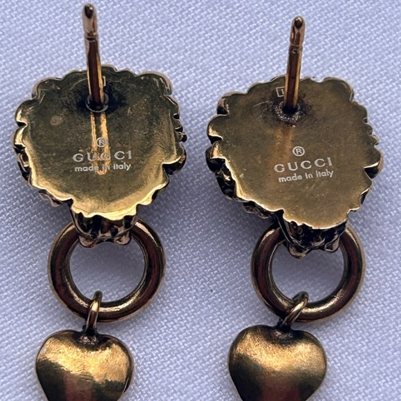 🌺AUTHENTICATED Vintage Gucci Lion Head & Heart Dangle Earrings – With Box & Bag - Picture 7 of 14